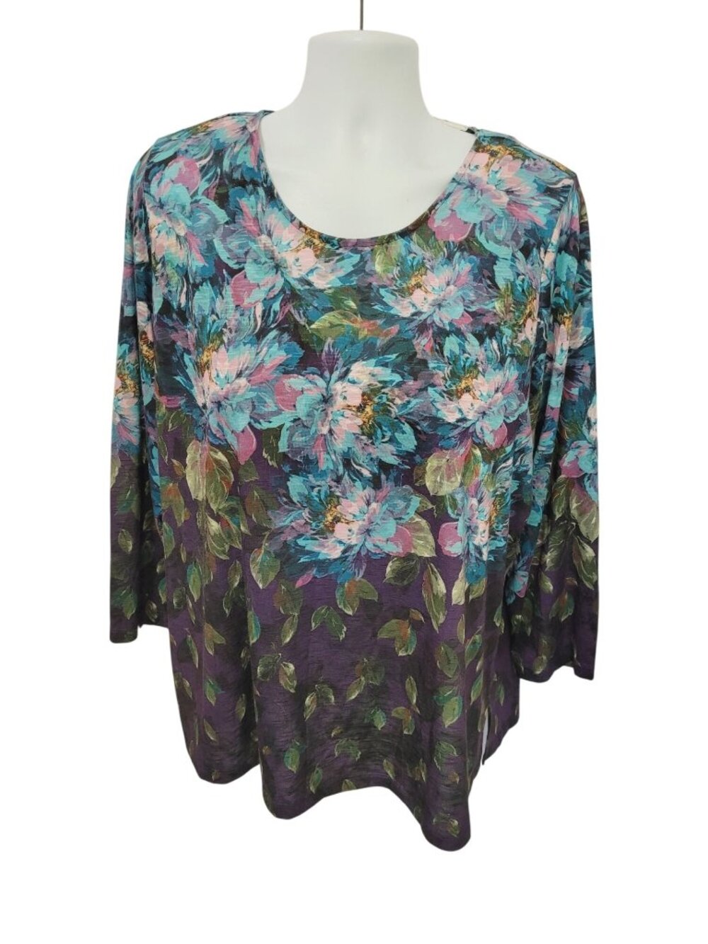 CJ Banks Womens 2X Floral Resort Wear Artsy Eclectic Quirky Feminine Top